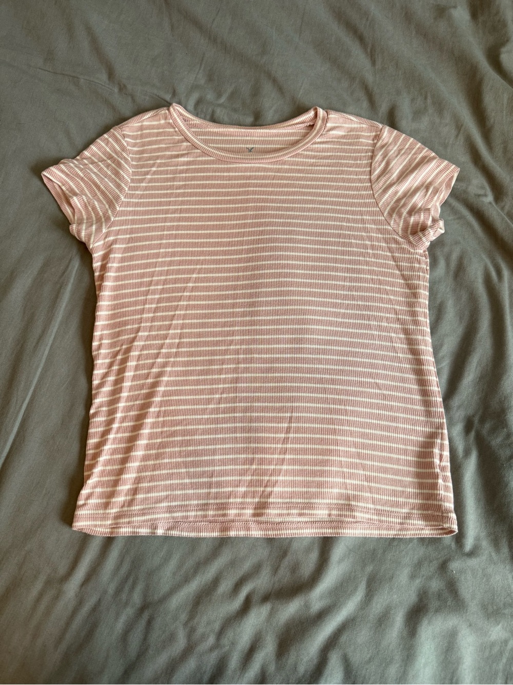 American Eagle Outfitters Pink & White Striped Short Sleeve Tee